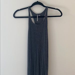 Grey Ribbed Racerback Tank Dress - Size M